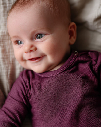 Woll-Strampler mit langen Ärmeln - Merinowolle - Crushed Violets