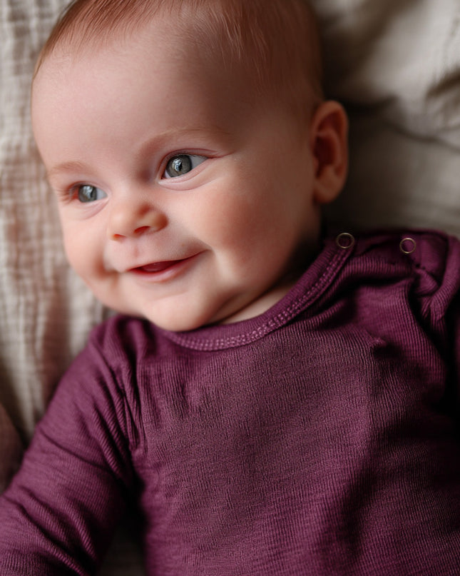 Woll-Strampler mit langen Ärmeln - Merinowolle - Crushed Violets