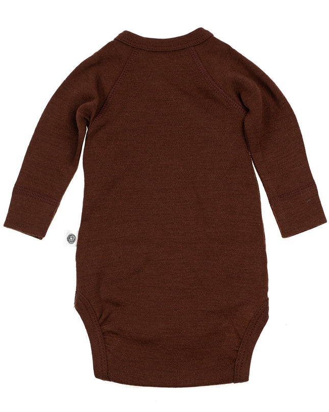 Wollen Overslagromper lange mouw – Merinowol - Chocolate fondant - Lille Barn - With ♥ for the smallest