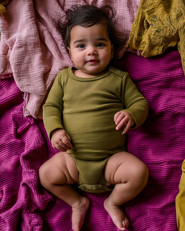 Wollbody Langarm - Merinowolle - Tannengrün