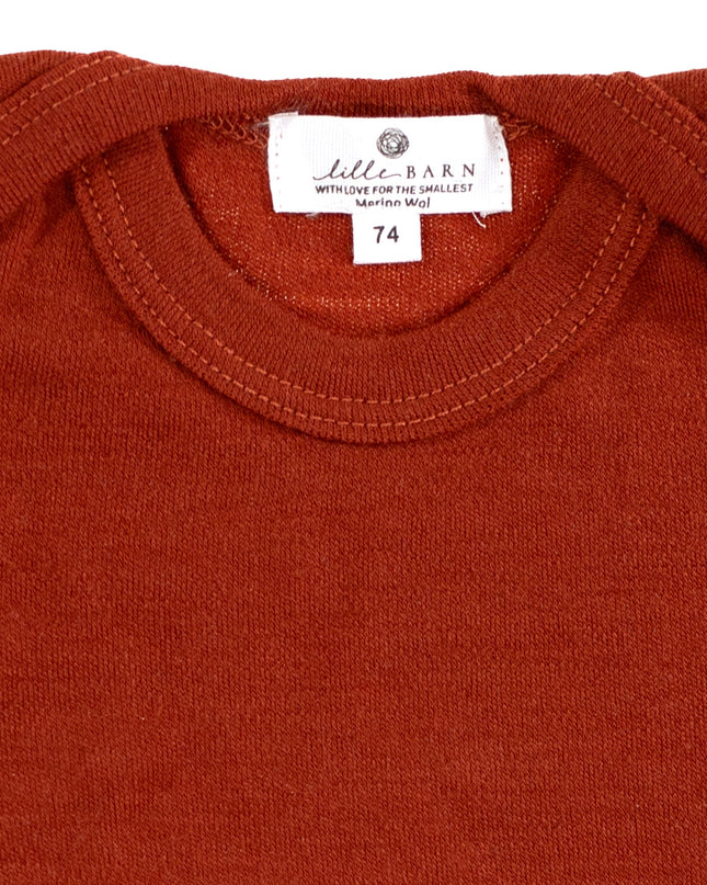 Wollen Romper korte mouwen – Merinowol - Burnt Henna - Lille Barn - With ♥ for the smallest
