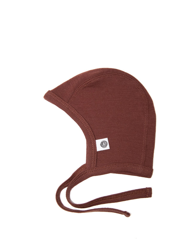 Baby Wollmütze mit Schleife – Merinowolle – Zimt