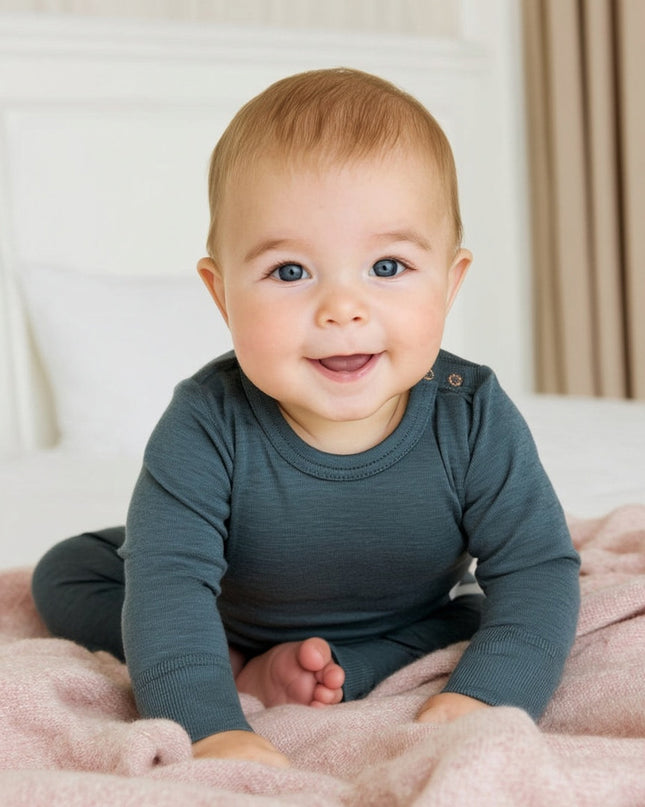 Wollpullover für Babys und Kinder - Merinowolle - Orionblau