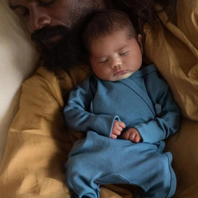 Playsuit / Strampler aus Wolle - Merinowolle - Vintage Indigo