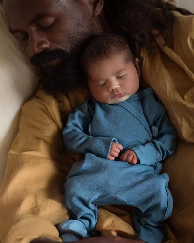 Playsuit / Strampler aus Wolle - Merinowolle - Vintage Indigo