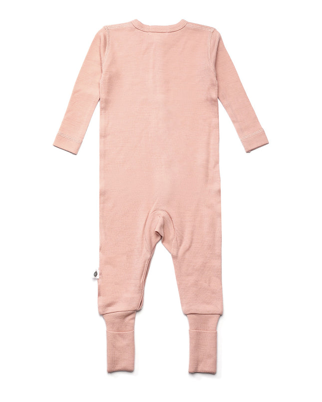 Baby-Strampler/Spielanzug aus Wolle – Merinowolle – Misty Rose