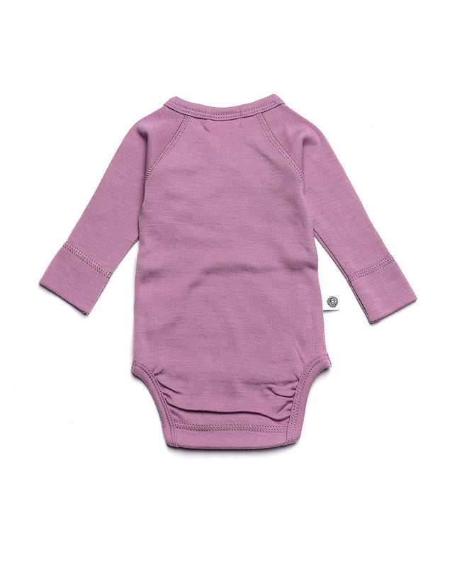 Woll-Wickel-Strampler mit langen Ärmeln – Merinowolle – Lavendelnebel