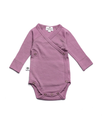 Woll-Wickel-Strampler mit langen Ärmeln – Merinowolle – Lavendelnebel