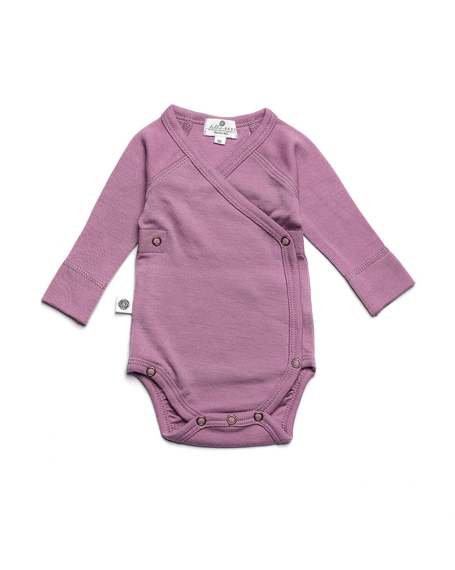 Woll-Wickel-Strampler mit langen Ärmeln – Merinowolle – Lavendelnebel