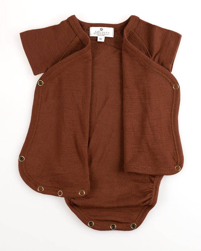 Kurzarm-Wickelspielanzug aus Wolle – Merinowolle