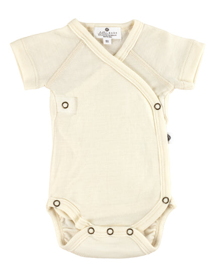 Kurzarm-Wickelspielanzug aus Wolle – Merinowolle