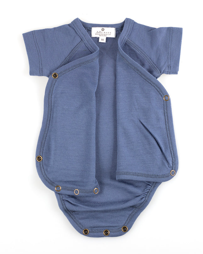Kurzarm-Wickelspielanzug aus Wolle – Merinowolle