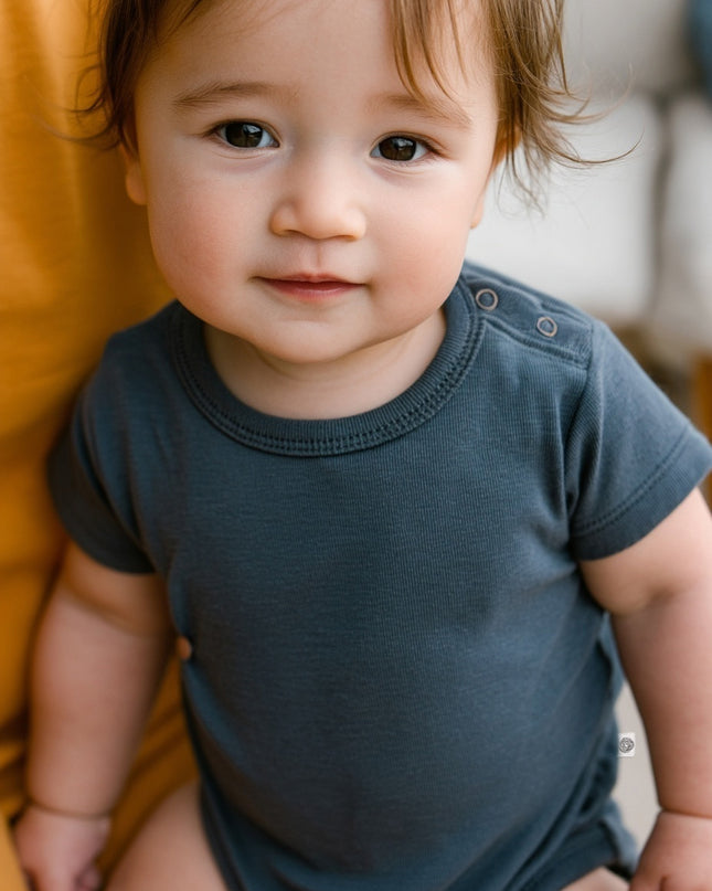 Kurzarm-Strampler aus Merinowolle – Merinowolle – Orion Blue