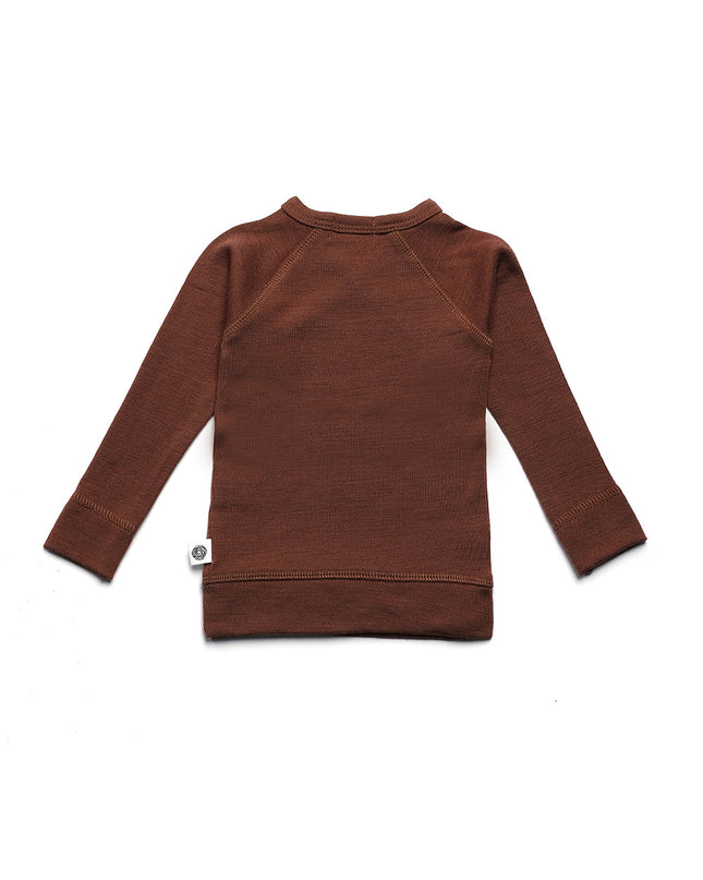 Baby Woll-Wickelpullover – Merinowolle - Zimt
