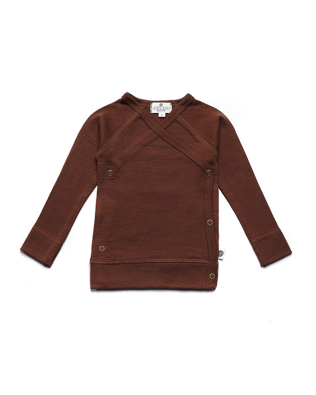 Baby Woll-Wickelpullover – Merinowolle - Zimt