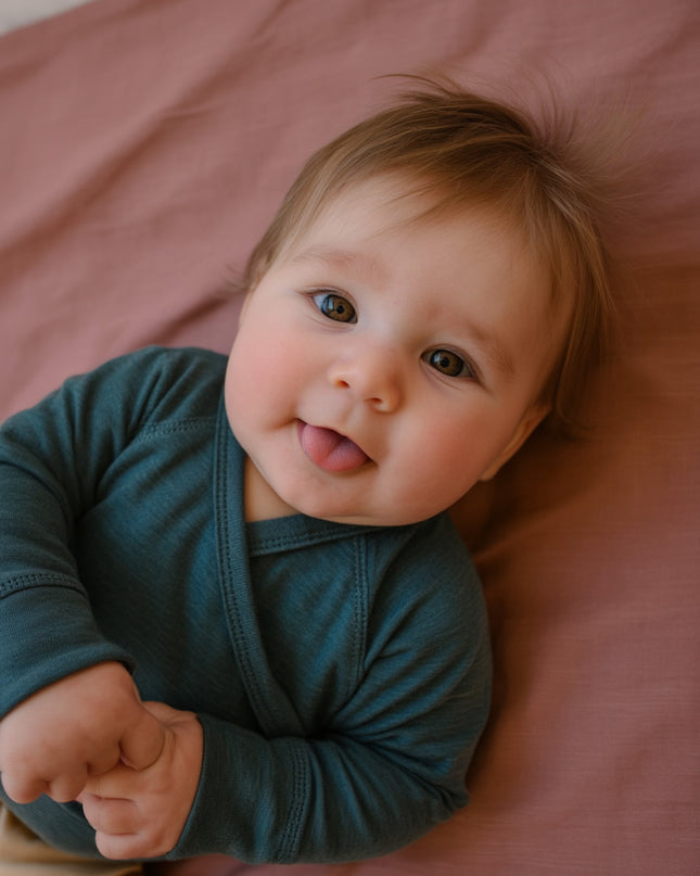 Baby Wollwickelpullover - Merinowolle - Orion Blue