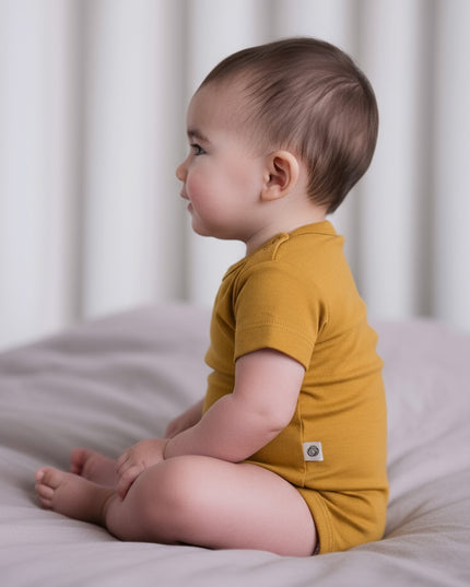 Kurzarm-Body aus Wolle – Merinowolle