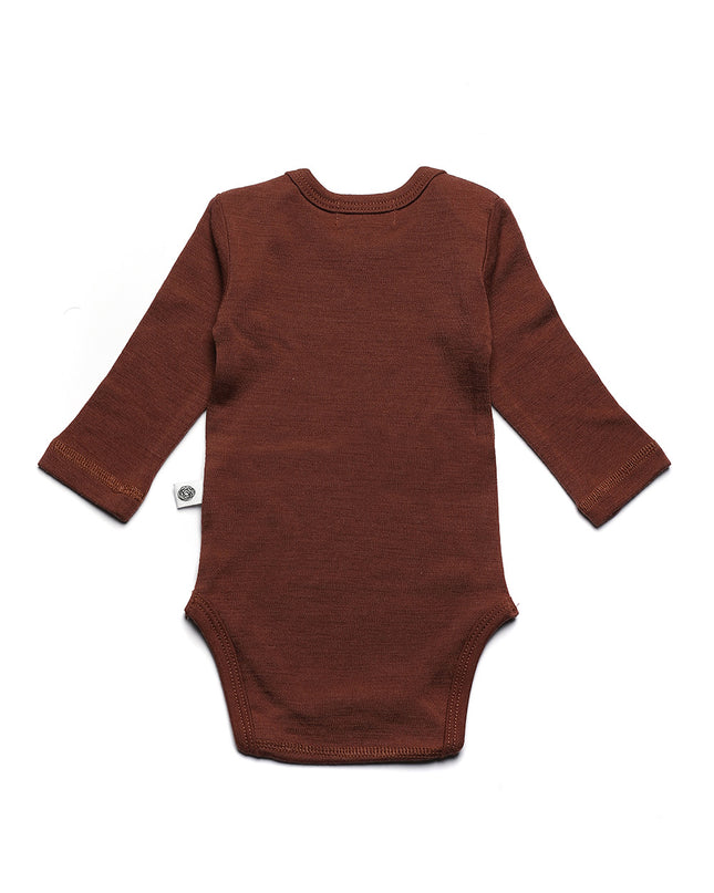 Woll-Strampler mit langen Ärmeln - Merinowolle - Zimt