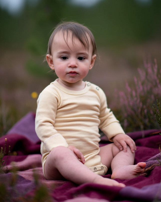 Langarm-Body aus Wolle – Merinowolle - Natural